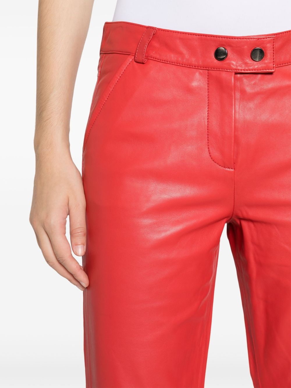 straight-leg leather trousers - 5