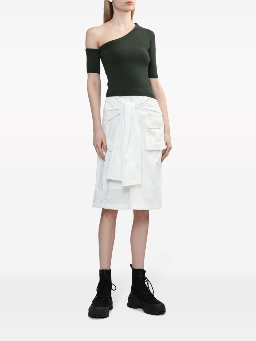 ribbed-knit one-shoulder top - 2