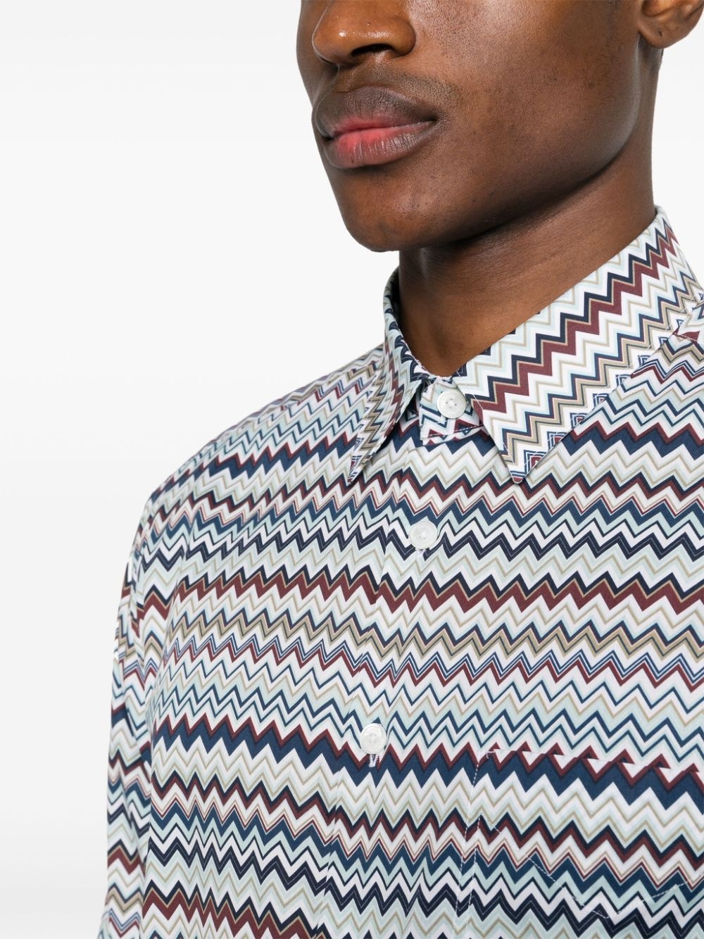zigzag-print cotton shirt - 5