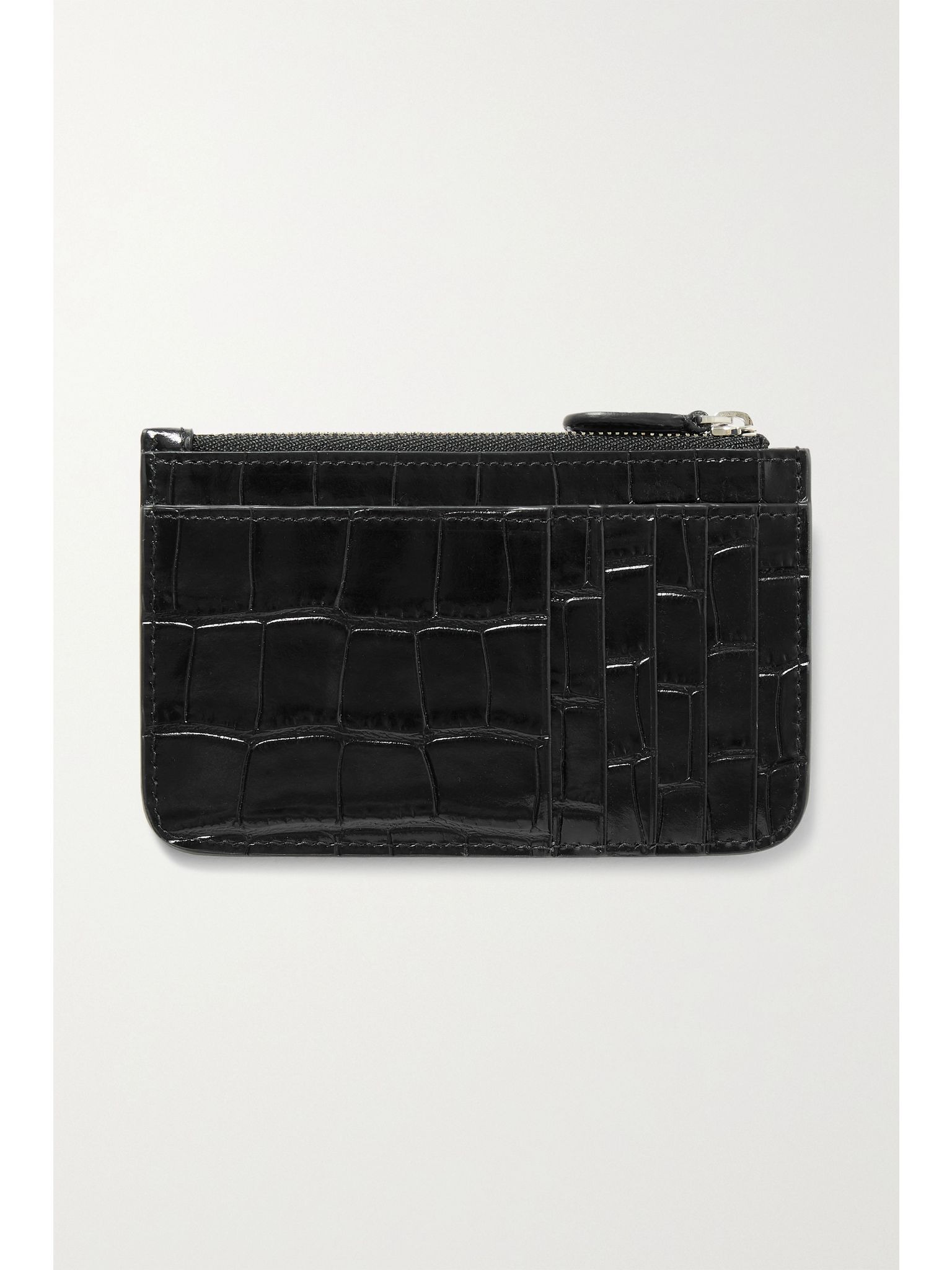 Cash printed croc-effect leather cardholder Black - 3