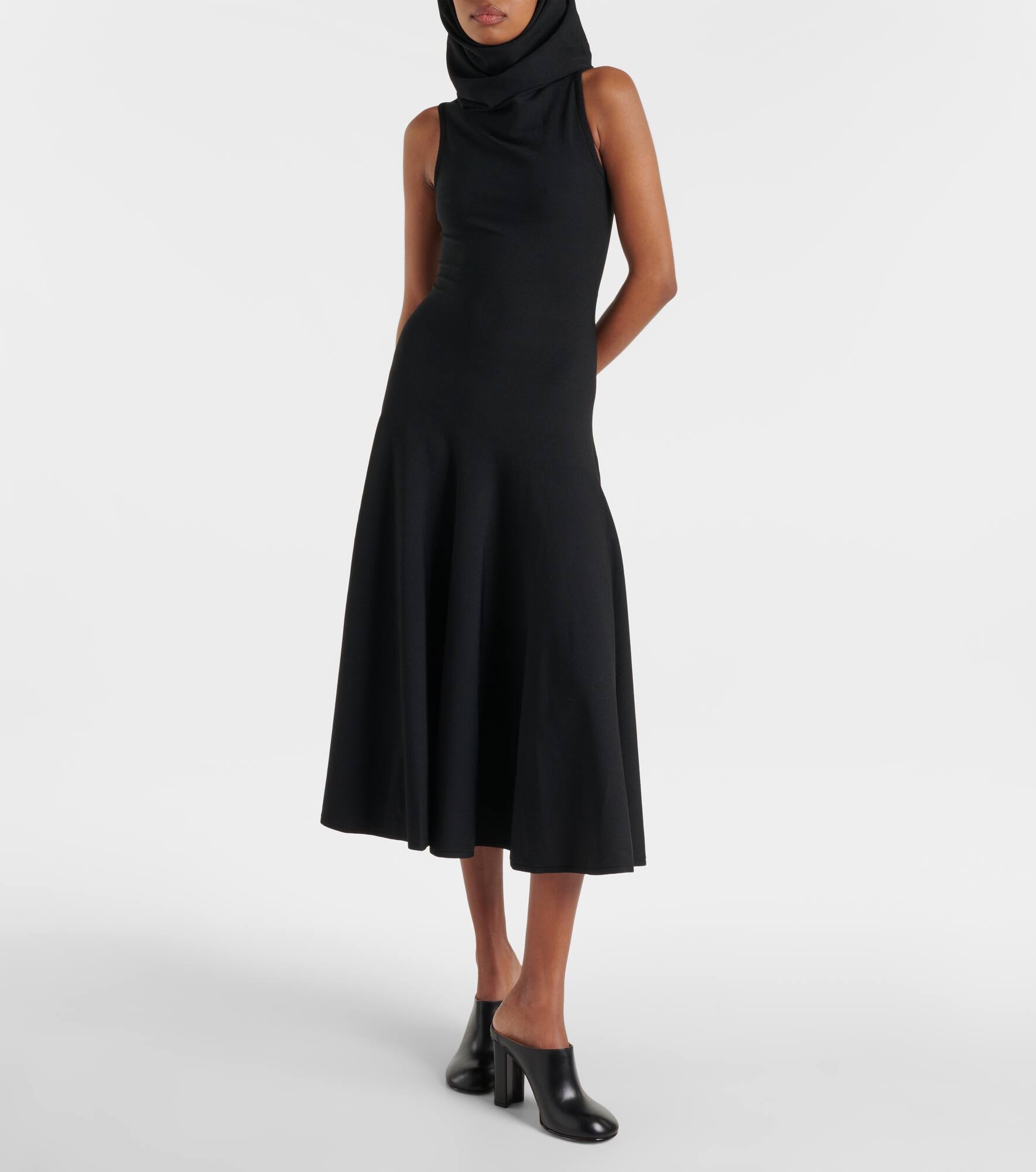 Hooded jersey midi dress - 6