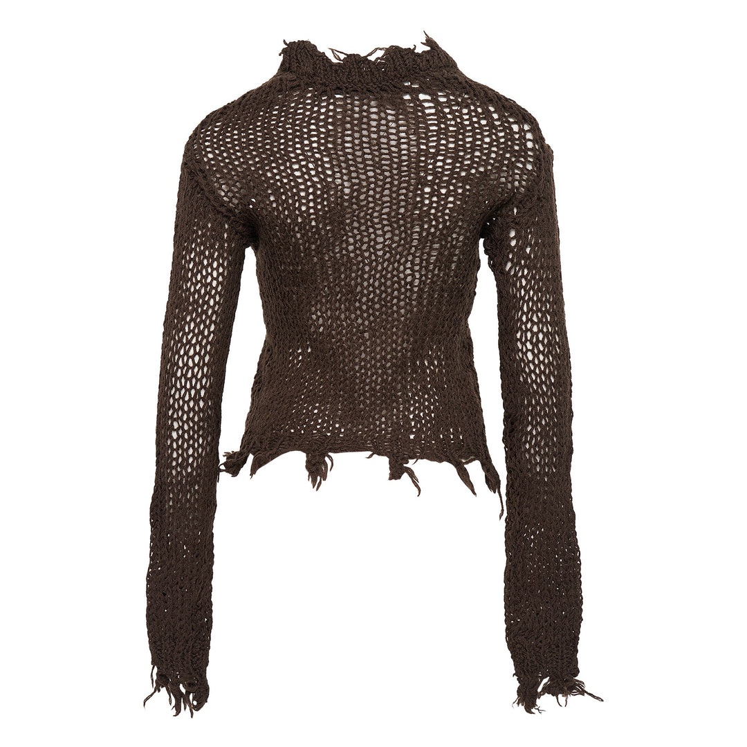 Distressed Crop Knit Top - 2