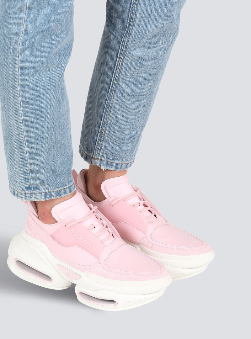 Balmain Leather, metal and suede B-Bold low-top sneakers outlook