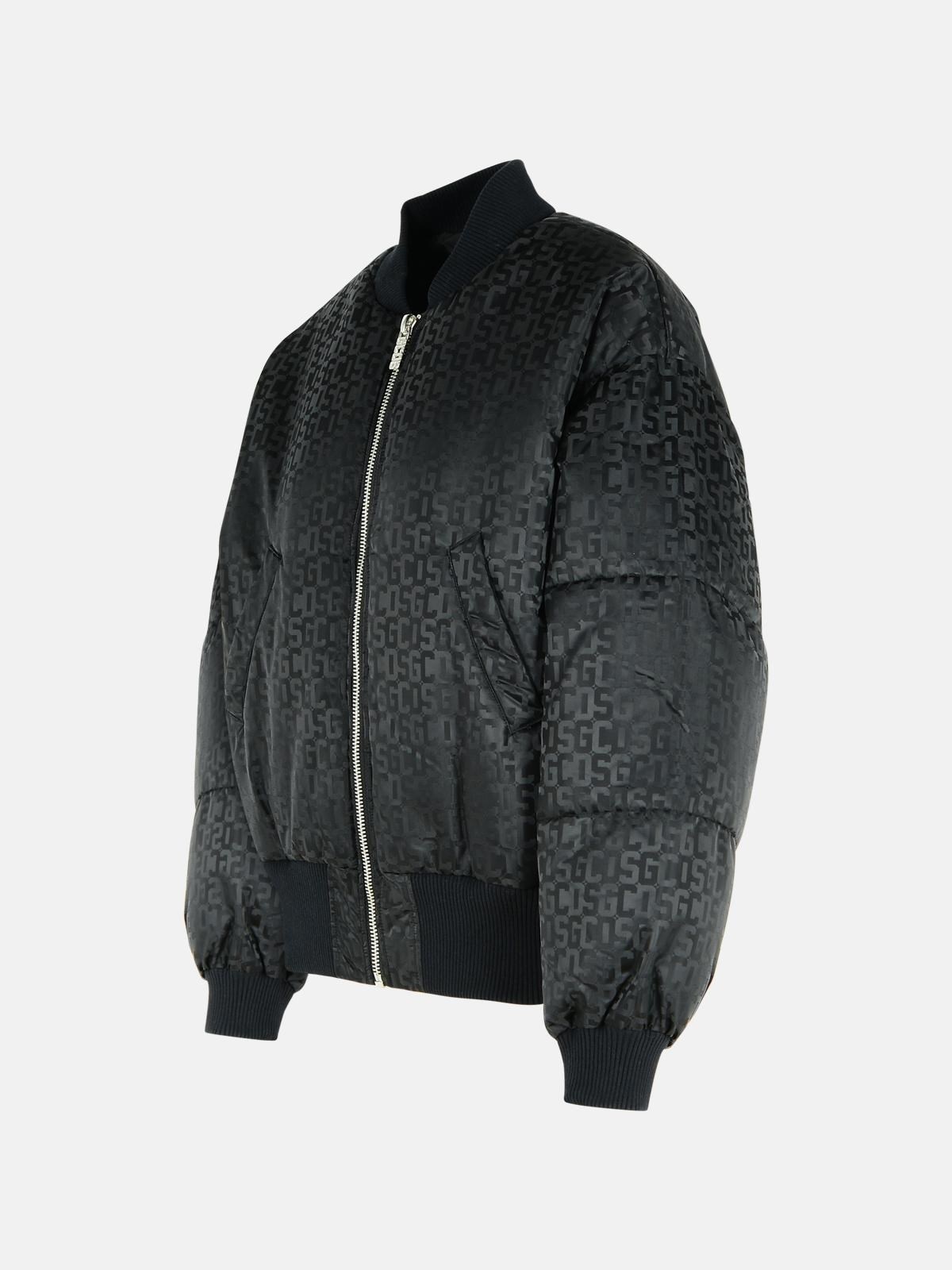 BLACK NYLON BOMBER JACKET - 2