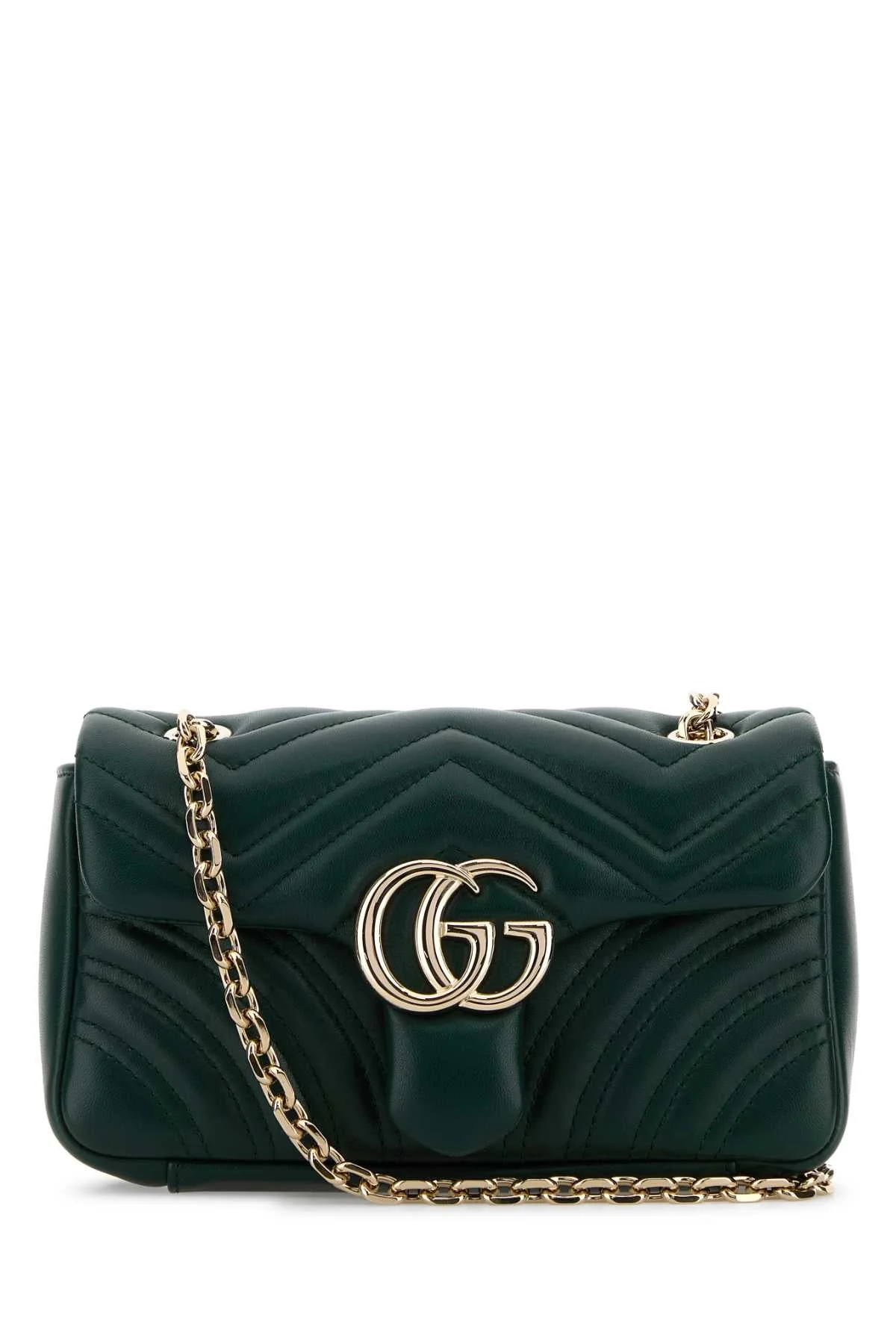 Gucci Women Dark Green Nappa Leather Small Gg Marmont Shoulder Bag - 1