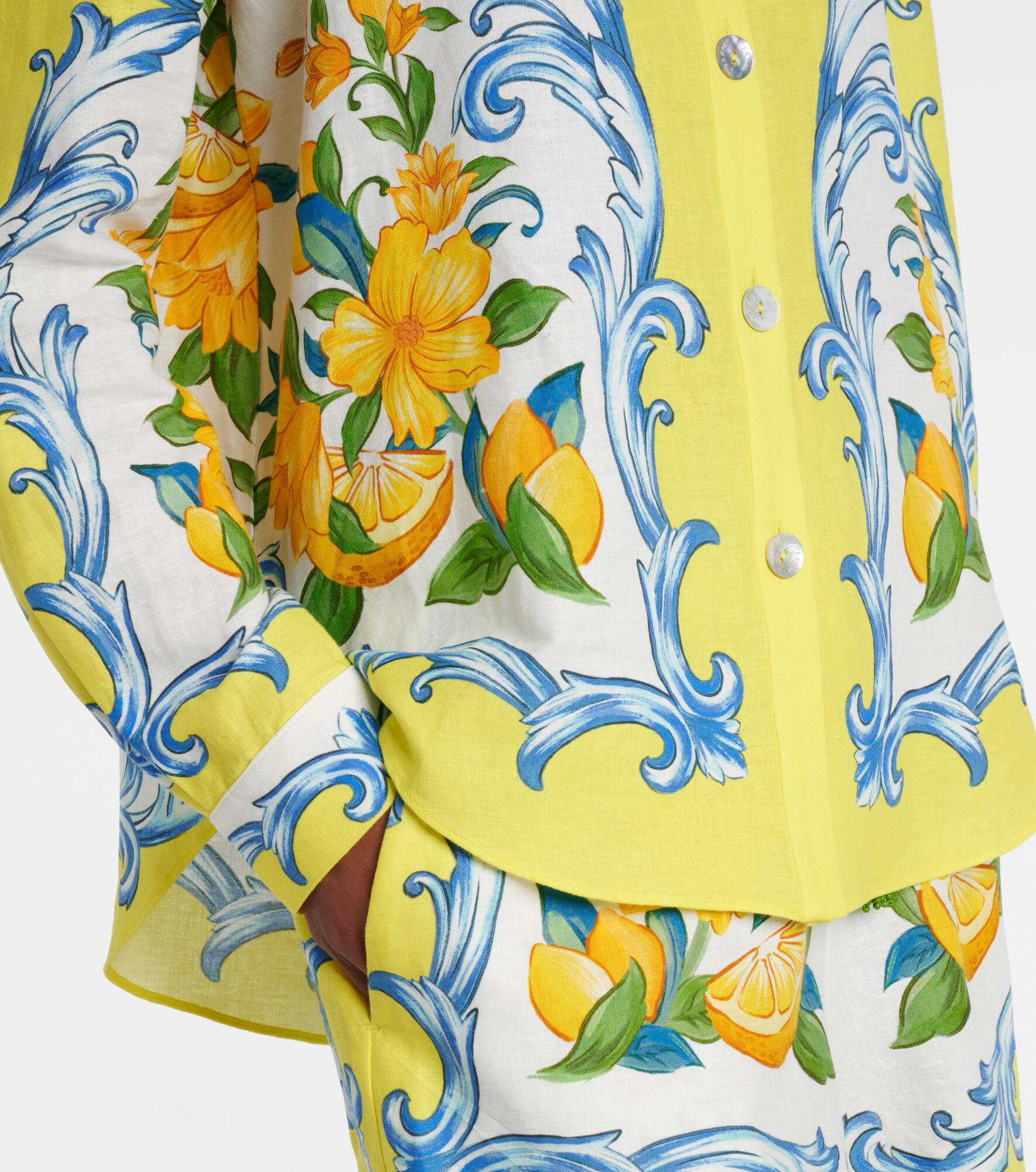 Floral linen-blend shirt - 5