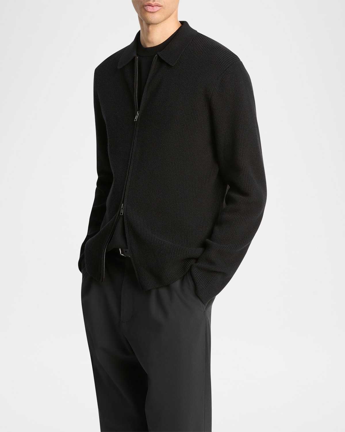 Men's Wool-Blend Two-Way Zip Cardigan Shirt Jacket - 4