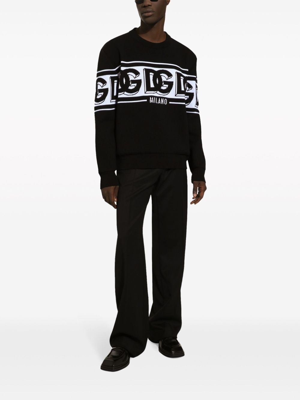 intarsia knit-logo crew-neck jumper - 2