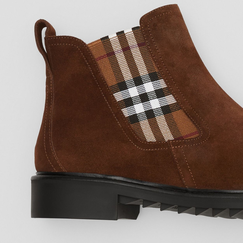 Burberry Vintage Check Detail Suede Chelsea Boots outlook