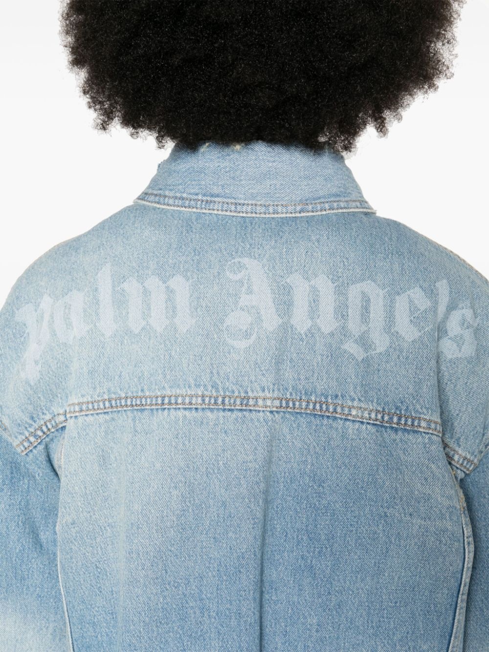 washed-logo denim jacket - 5