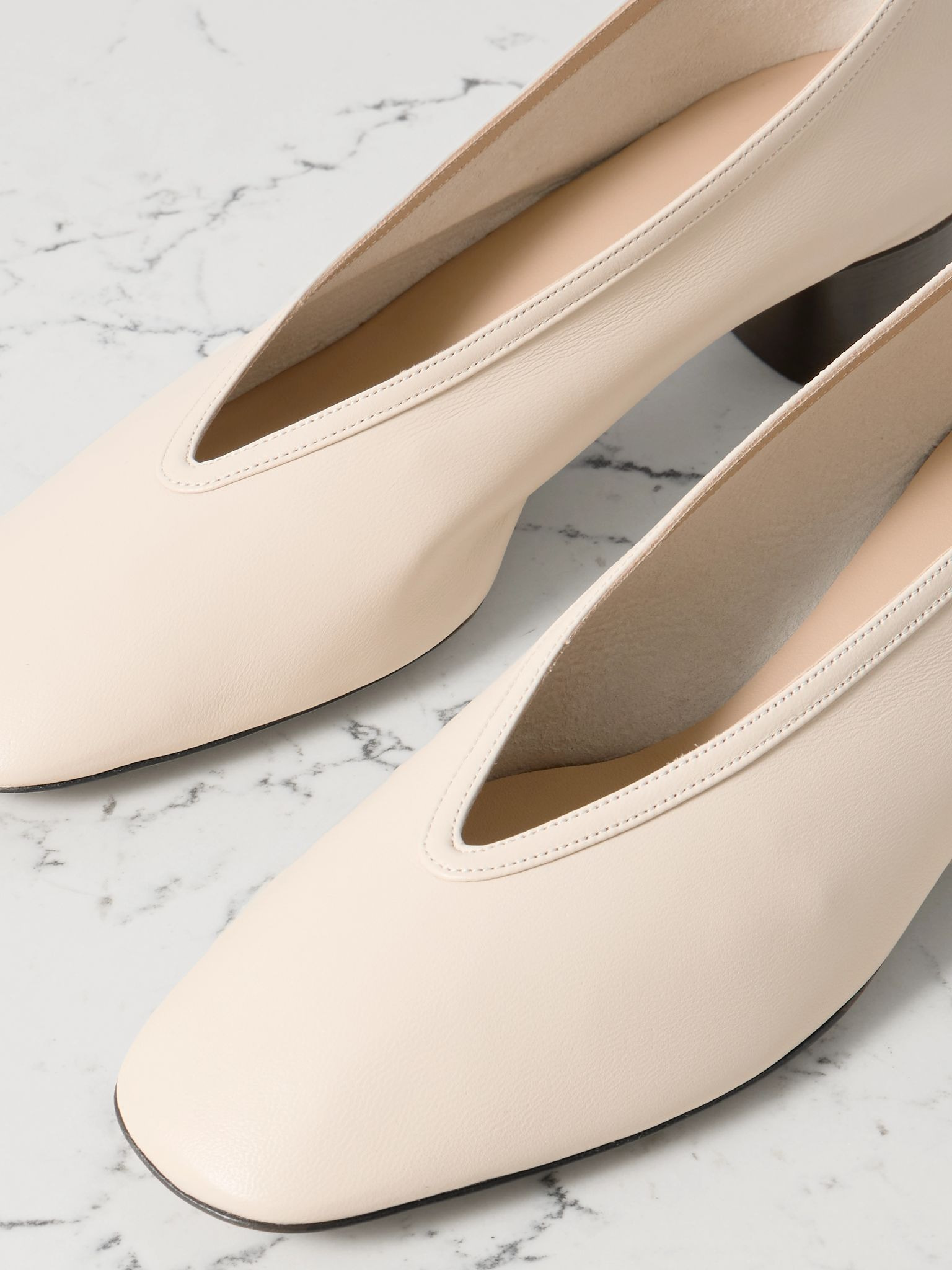 Luna leather pumps Ecru - 4