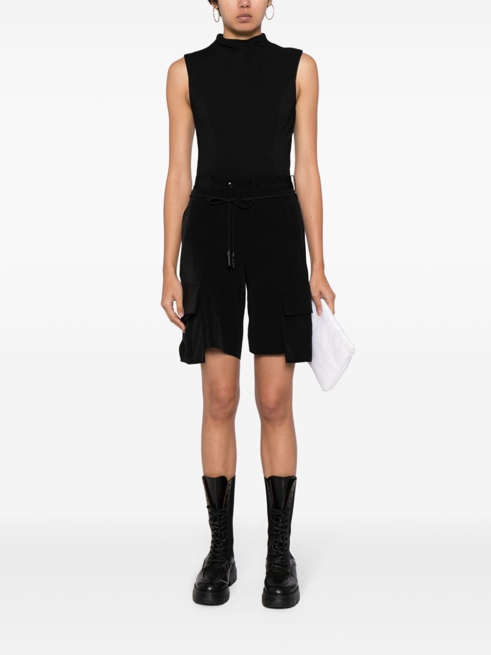 drawstring-waistband knee-length shorts - 3