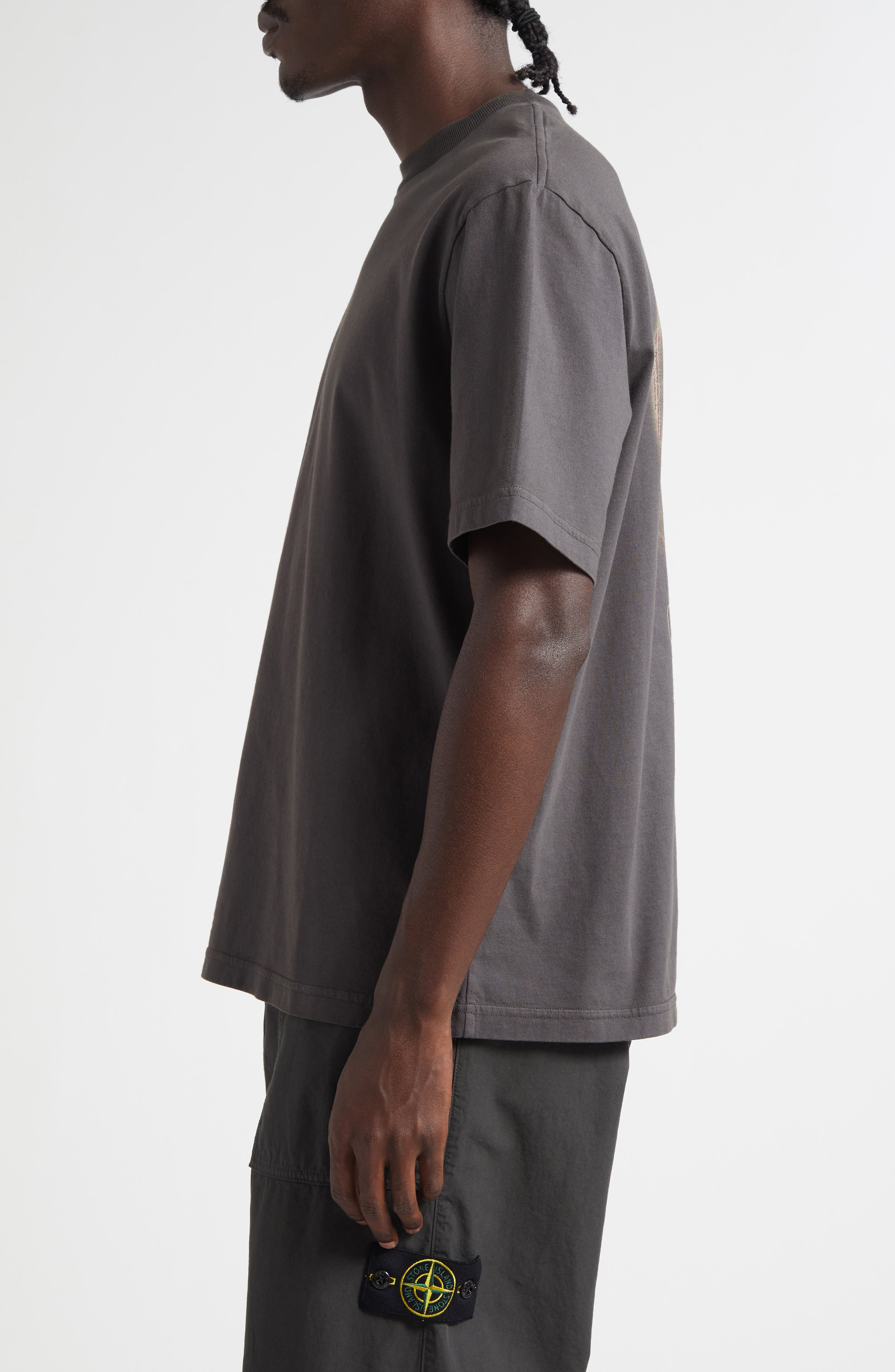 Stone Island Logo Cotton T-Shirt in V0062 Lead Grey at Nordstrom - 4