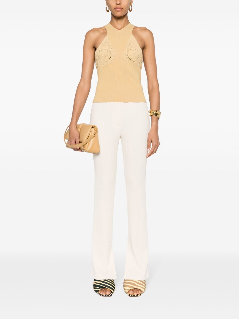 fine-ribbed bootcut trousers - 2