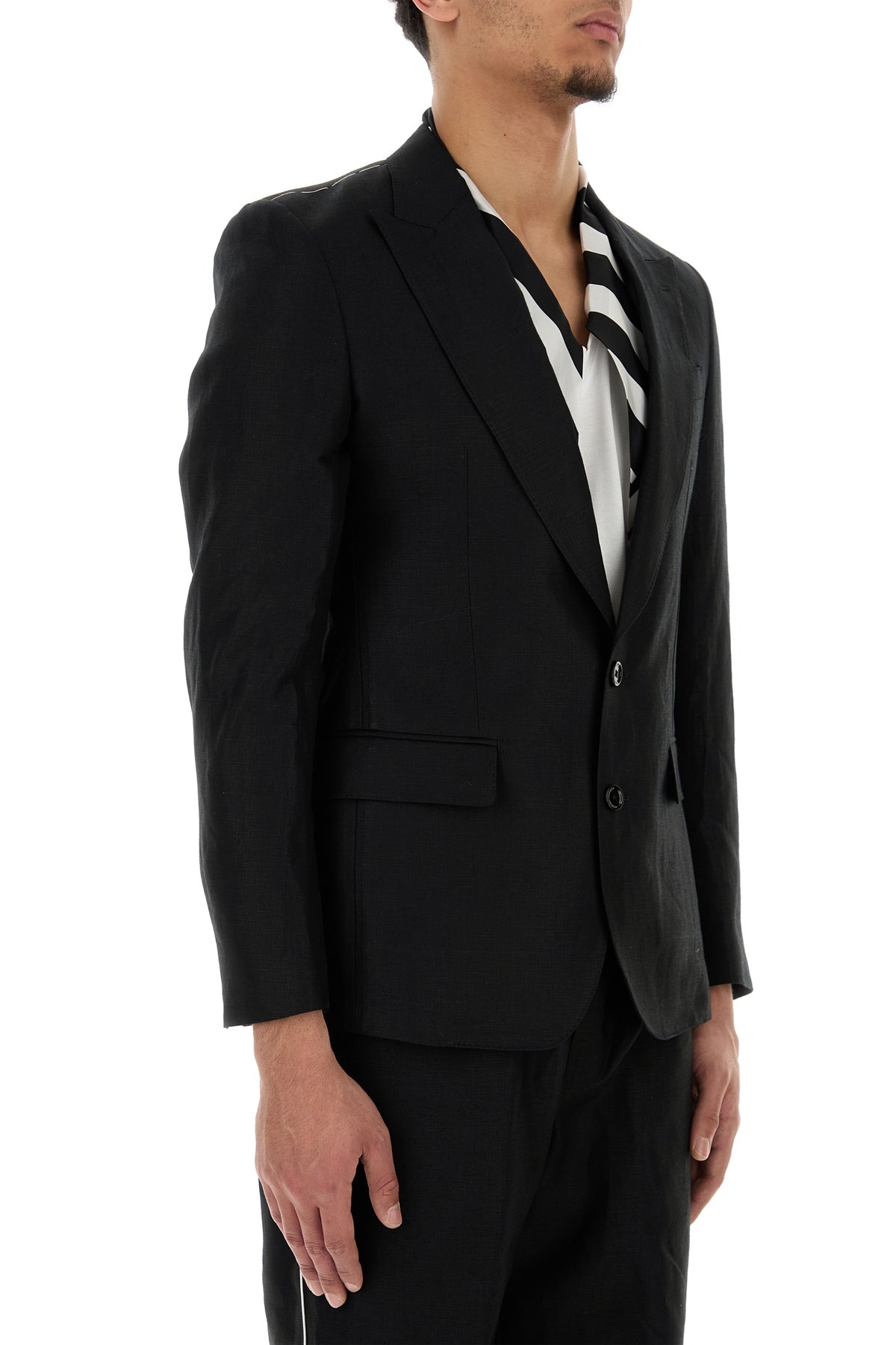 Black linen blazer - 3