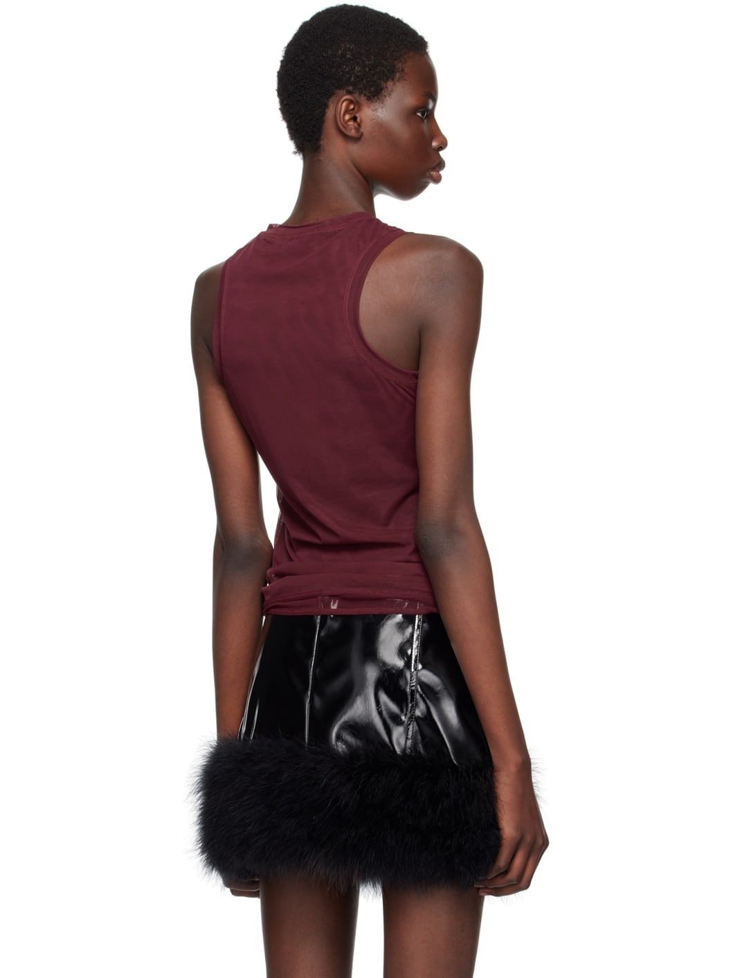 Burgundy Rhinestone B Monogram Tank Top - 3