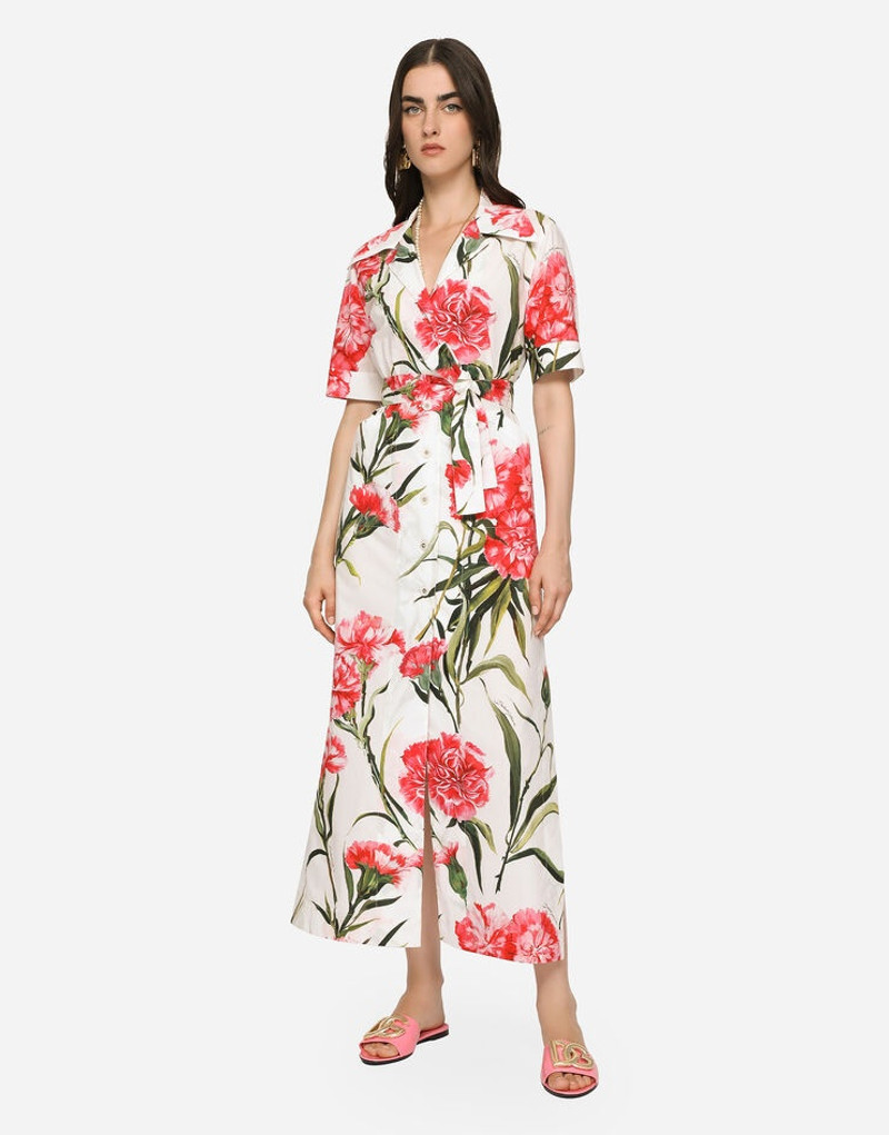 Carnation-print poplin shirt dress 4
