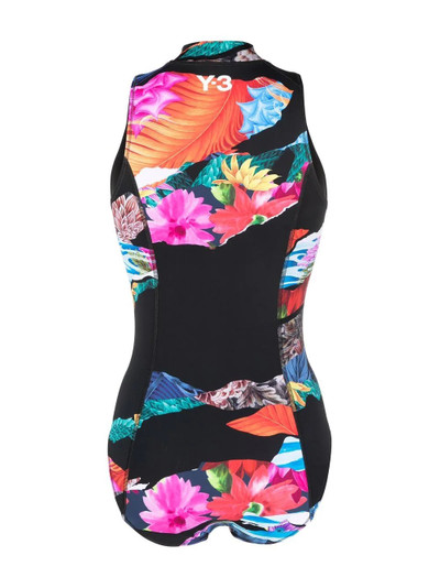 Y-3 panelled floral-print swimsuit outlook