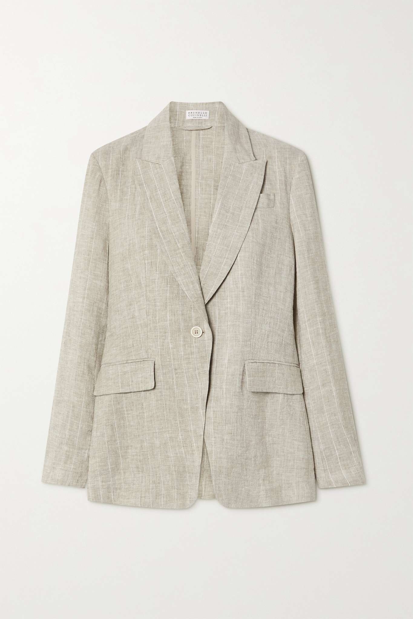 Metallic pinstriped linen blazer - 1