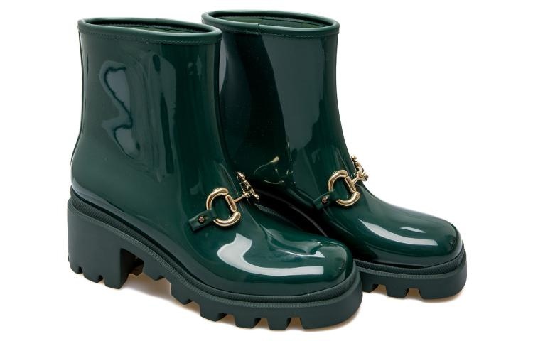 (WMNS) Gucci Rubber Ankle Boot With Horsebit 'Dark Green' 670407-JCCP0-3154 - 3