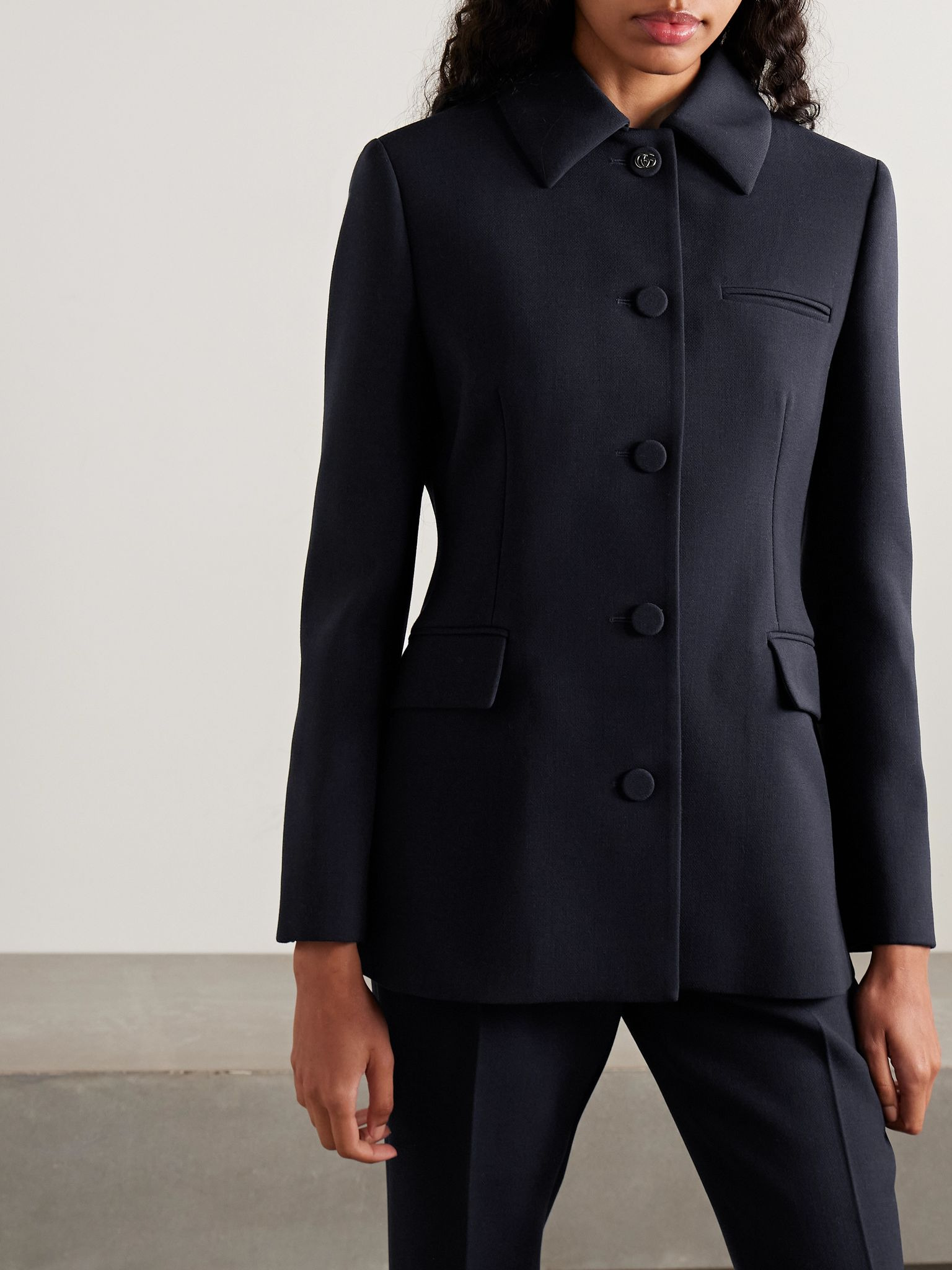 Wool-crepe jacket Navy - 3