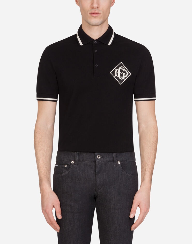 Cotton polo-shirt with DG logo - 1