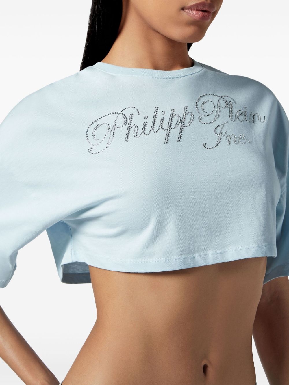 crystal-embellished logo-print cropped T-shirt - 3