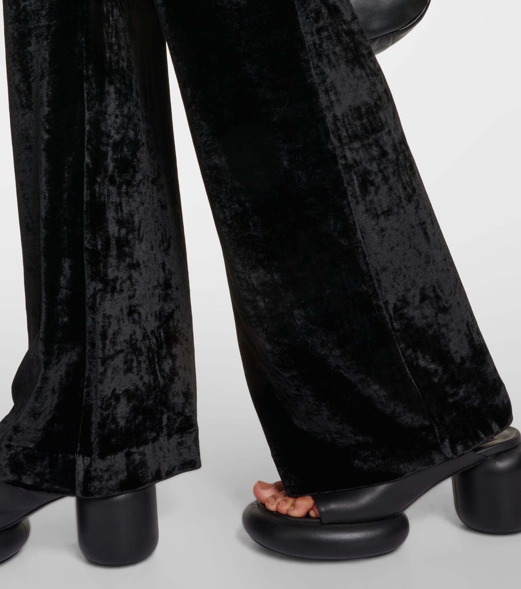 High-rise velvet wide-leg pants - 5