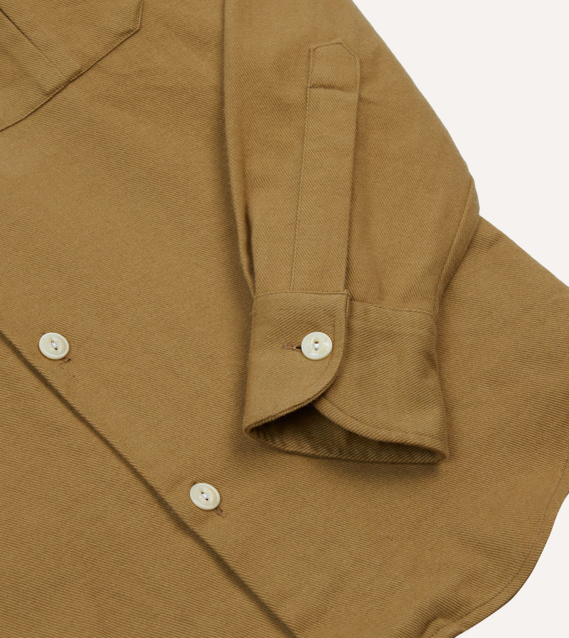 Sand Brushed Cotton Twill Two-Pocket Camp Collar Work Shirt 5