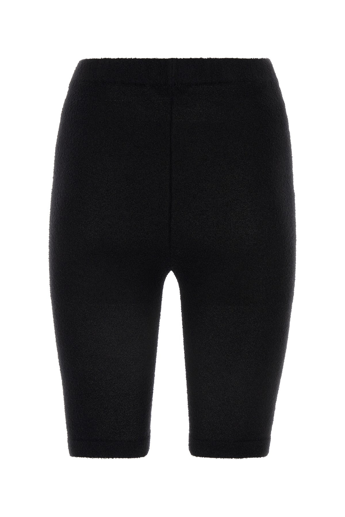 Black stretch terry fabric leggings - 2