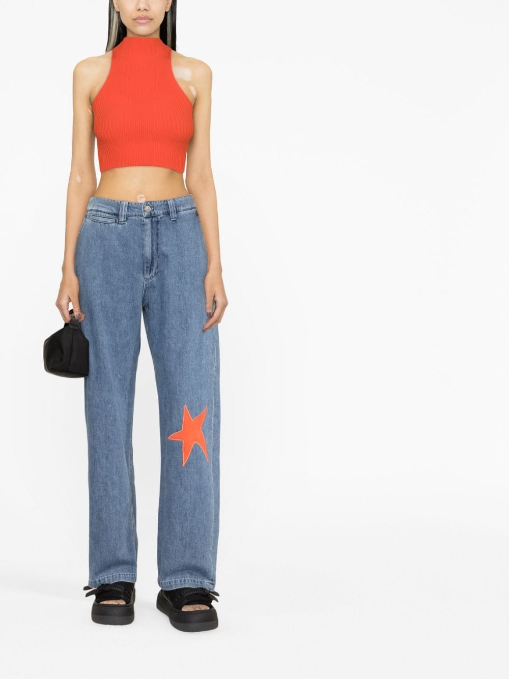 star-appliqué wide-leg jeans - 2