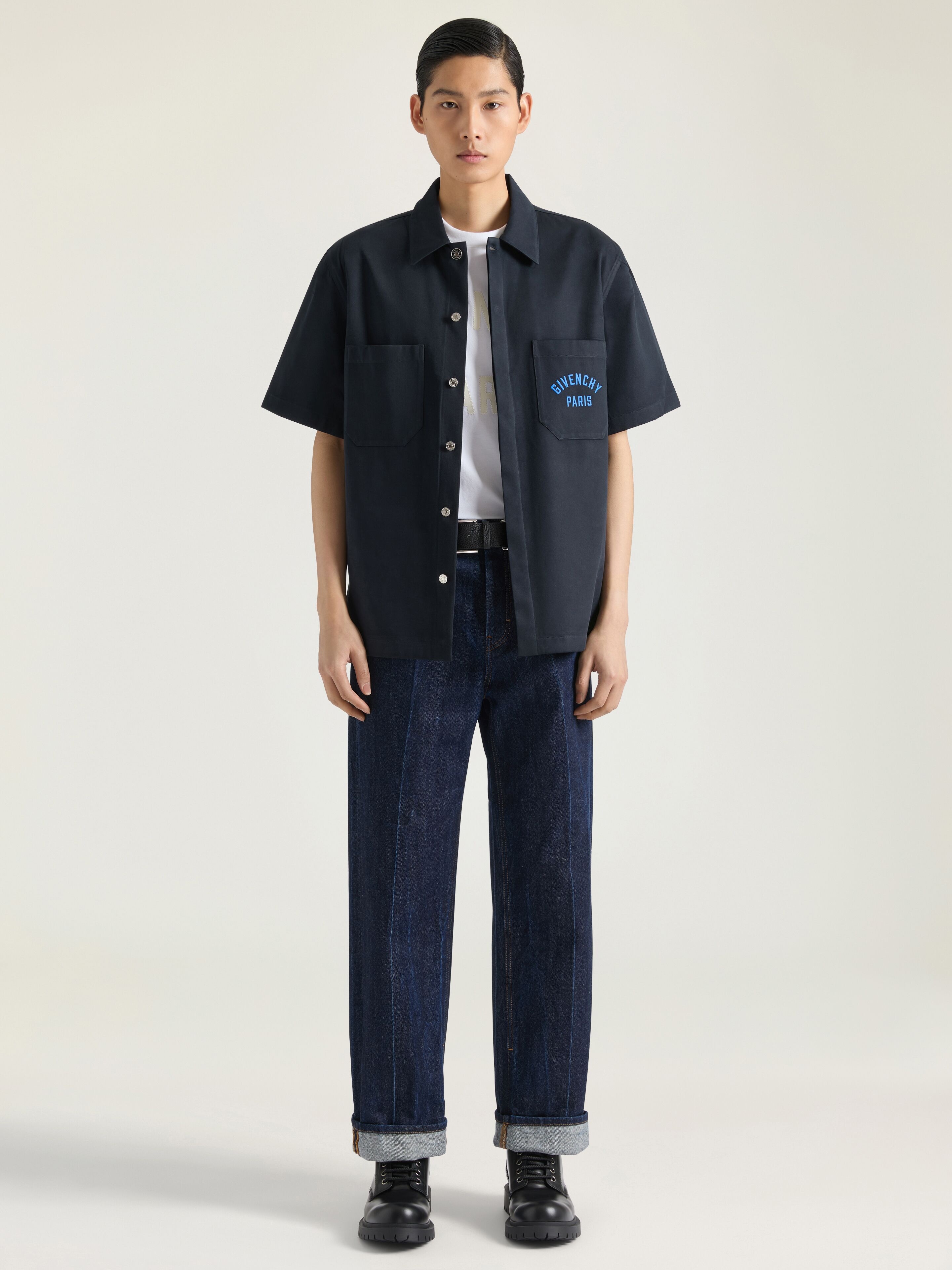 SHIRT IN COTTON WITH GIVENCHY PARIS EMBROIDERY - 2