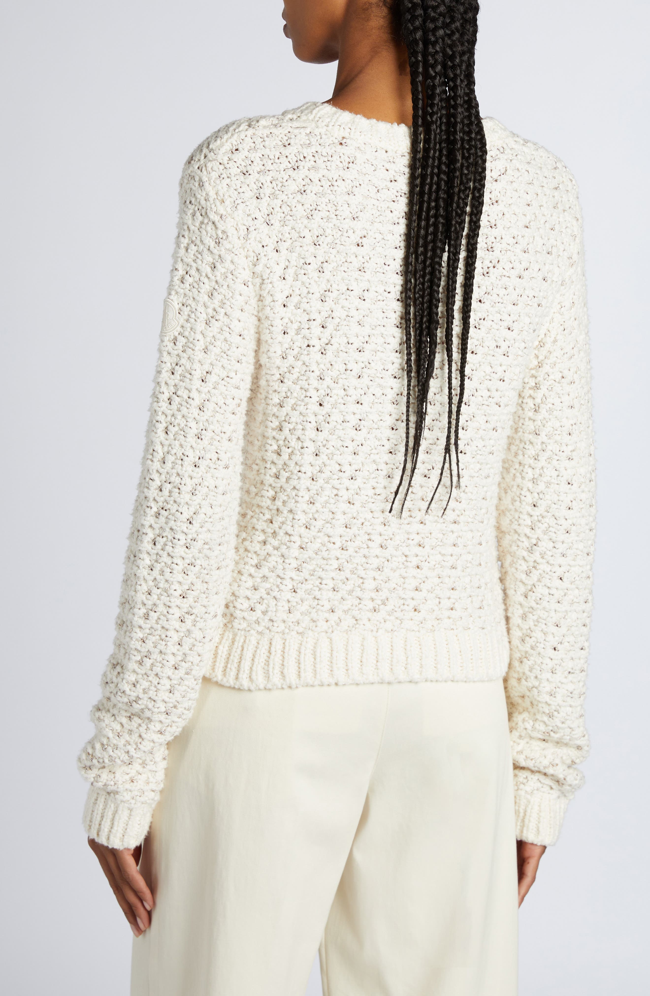Moncler Crewneck Sweater in Silk White at Nordstrom - 3