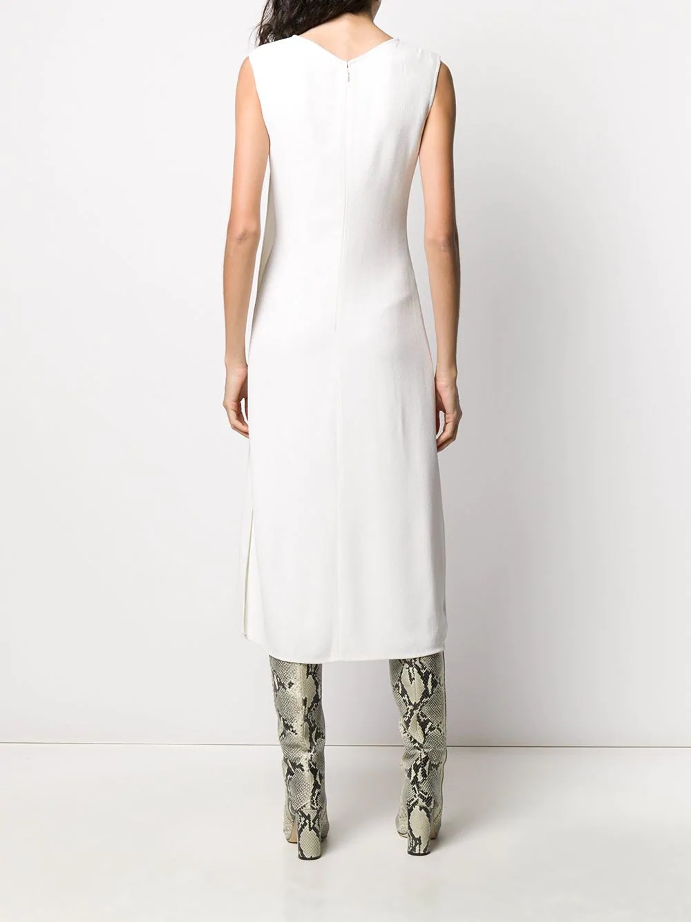 gathered sleeveless midi dress - 4