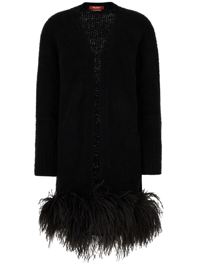 feather-trim cardigan 1