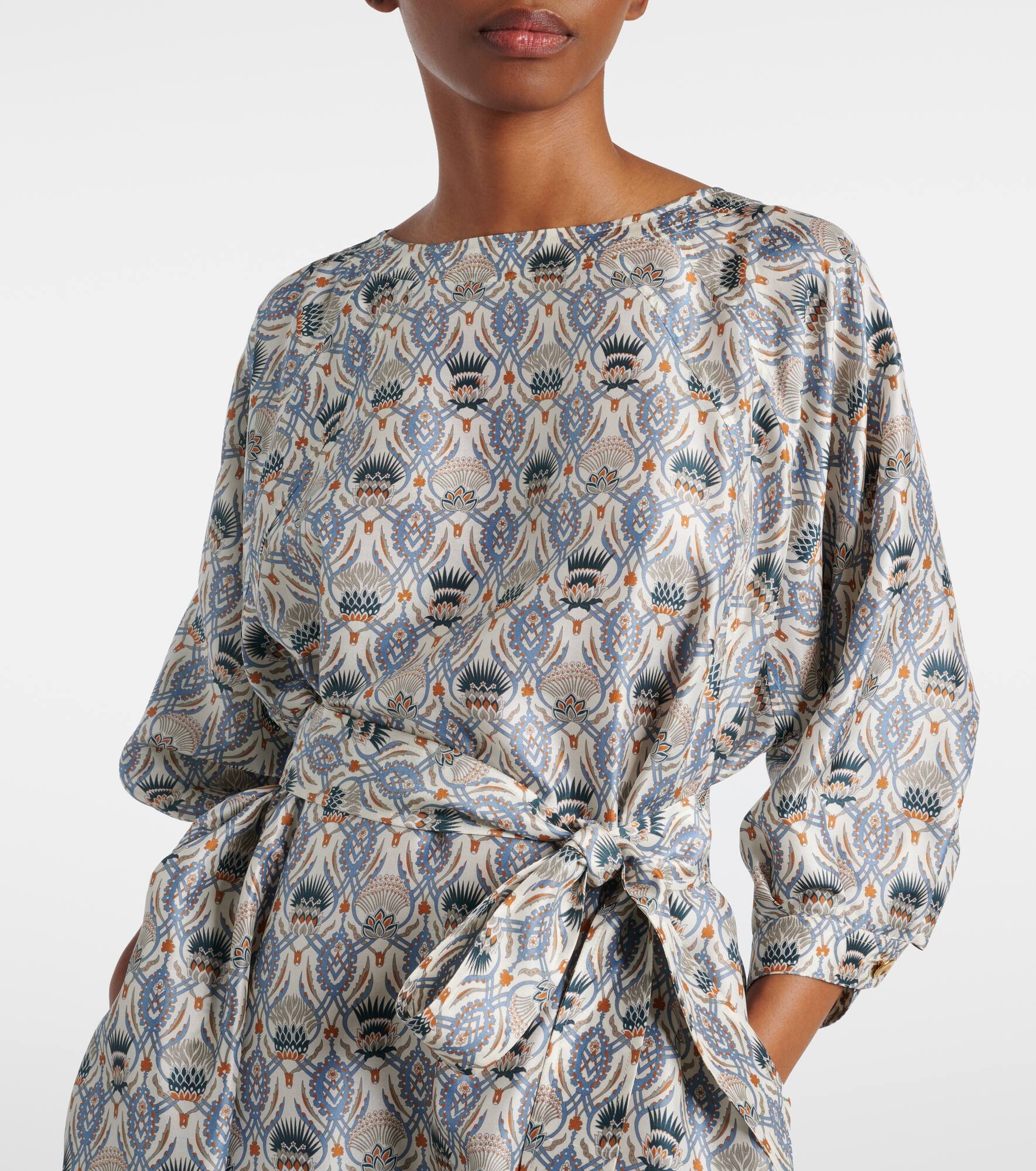 Mila printed silk midi dress - 4