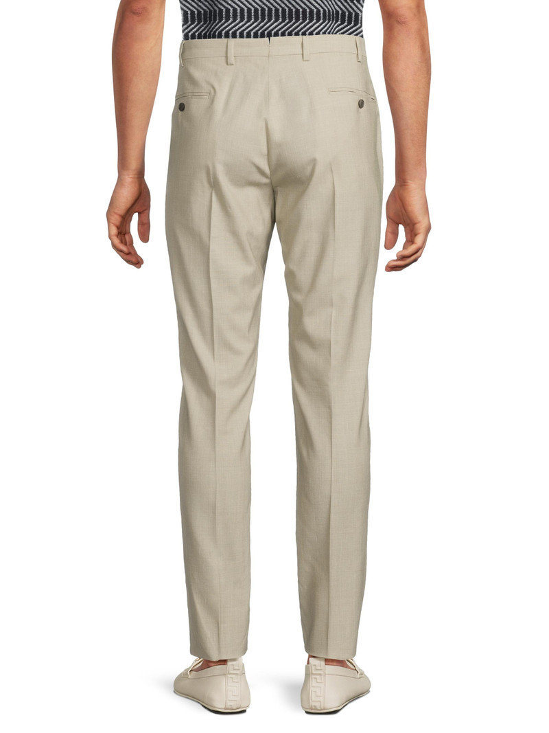 Men's Textured Crease-Front Trousers - Tan 5
