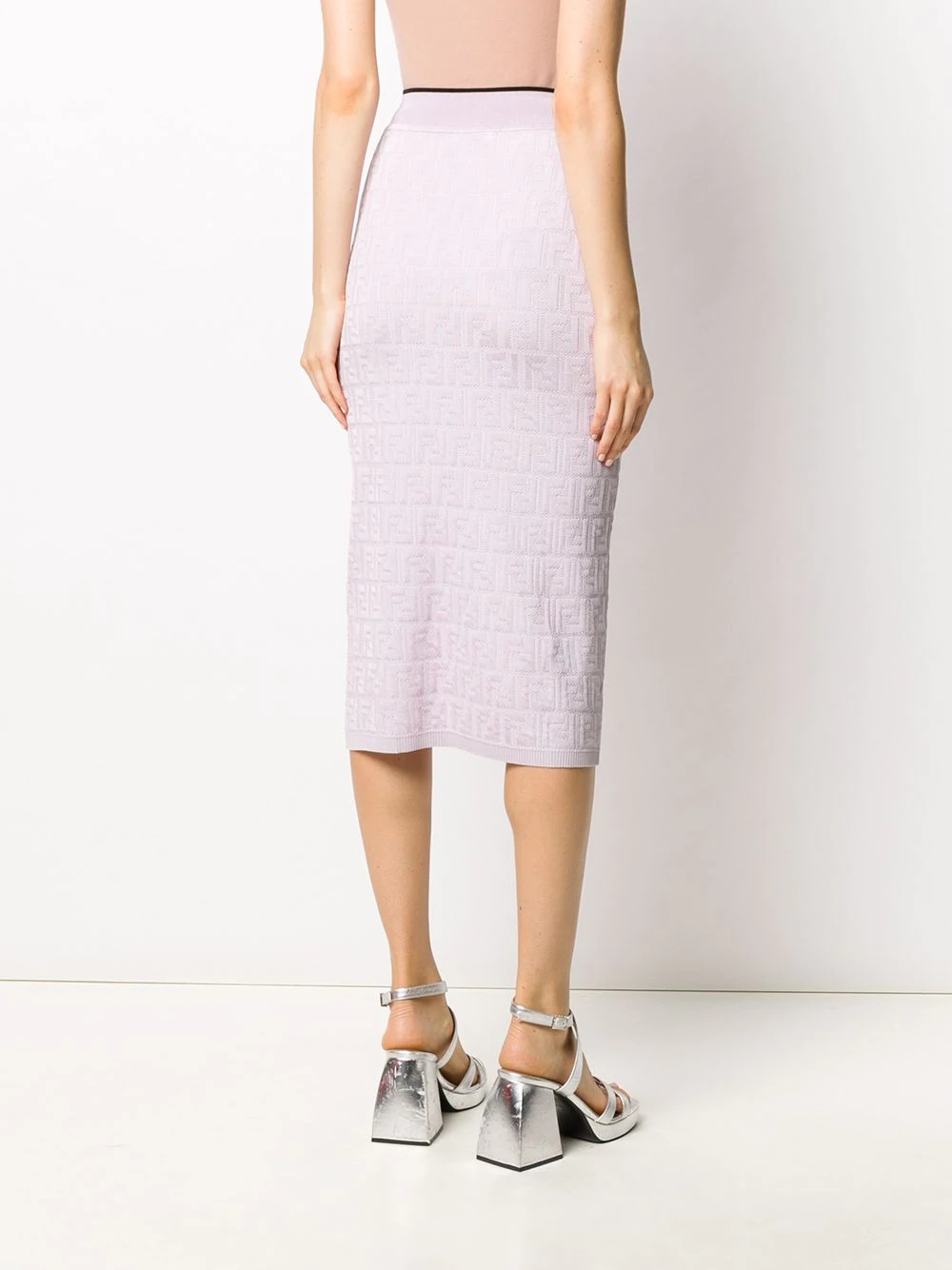 monogram pattern knitted skirt - 4