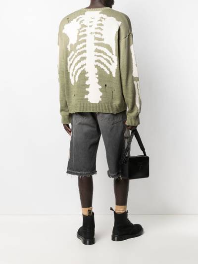 Kapital skeleton-print distressed-effect jumper outlook