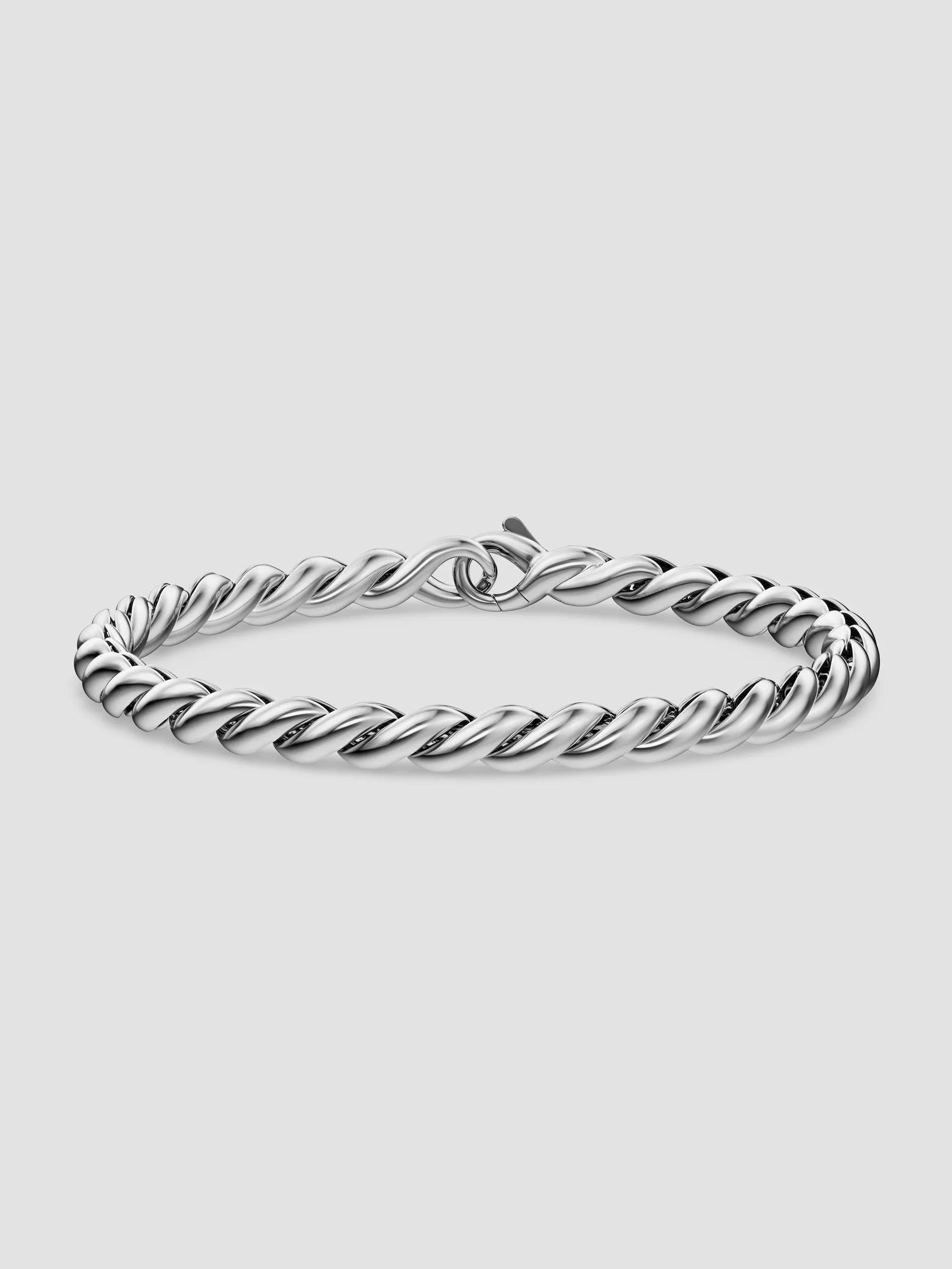 Men's Sculpted Cable Chain Bracelet in Sterling Silver, 5.7MM - Silver - 1