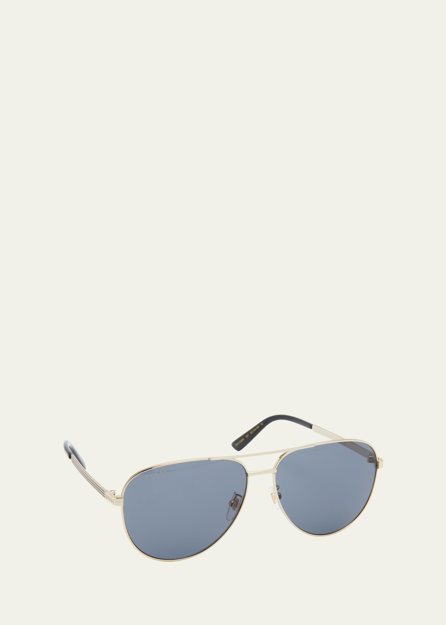 Men's Striped Logo Metal Aviator Sunglasses - 2