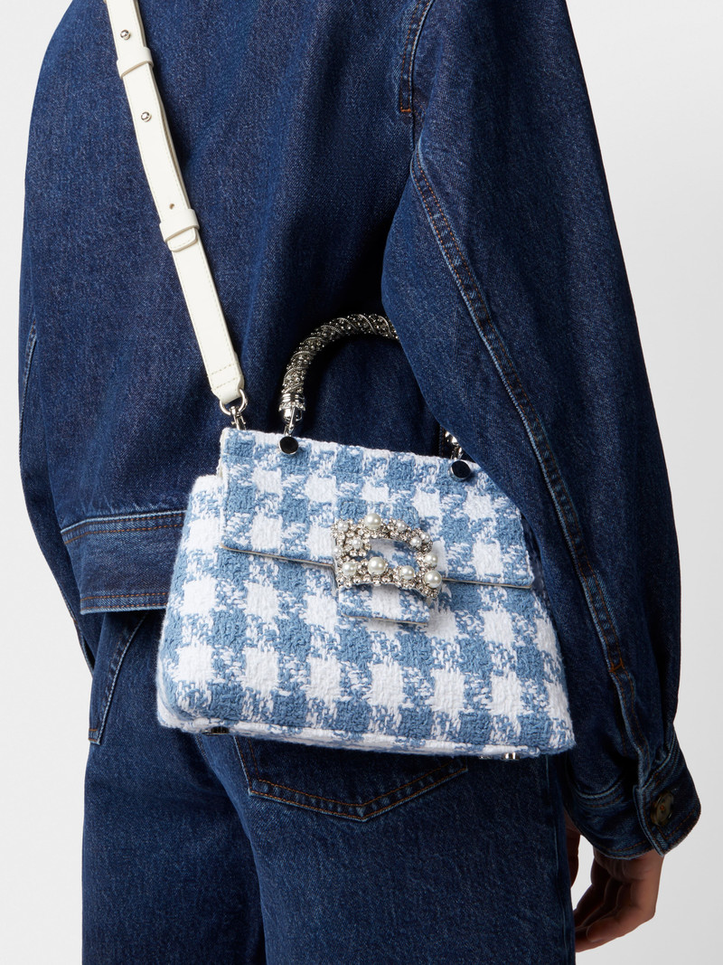 Viv' Cabas Jewel Flower Strass Pearl Buckle Mini Bag in Fabric 10