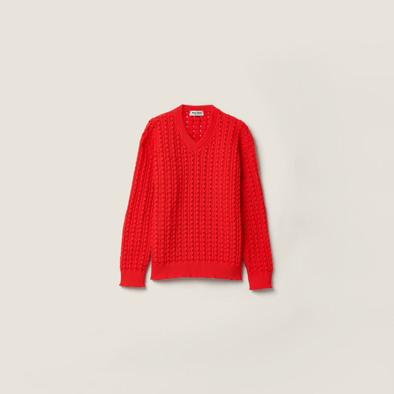 Technical yarn V-neck sweater 1