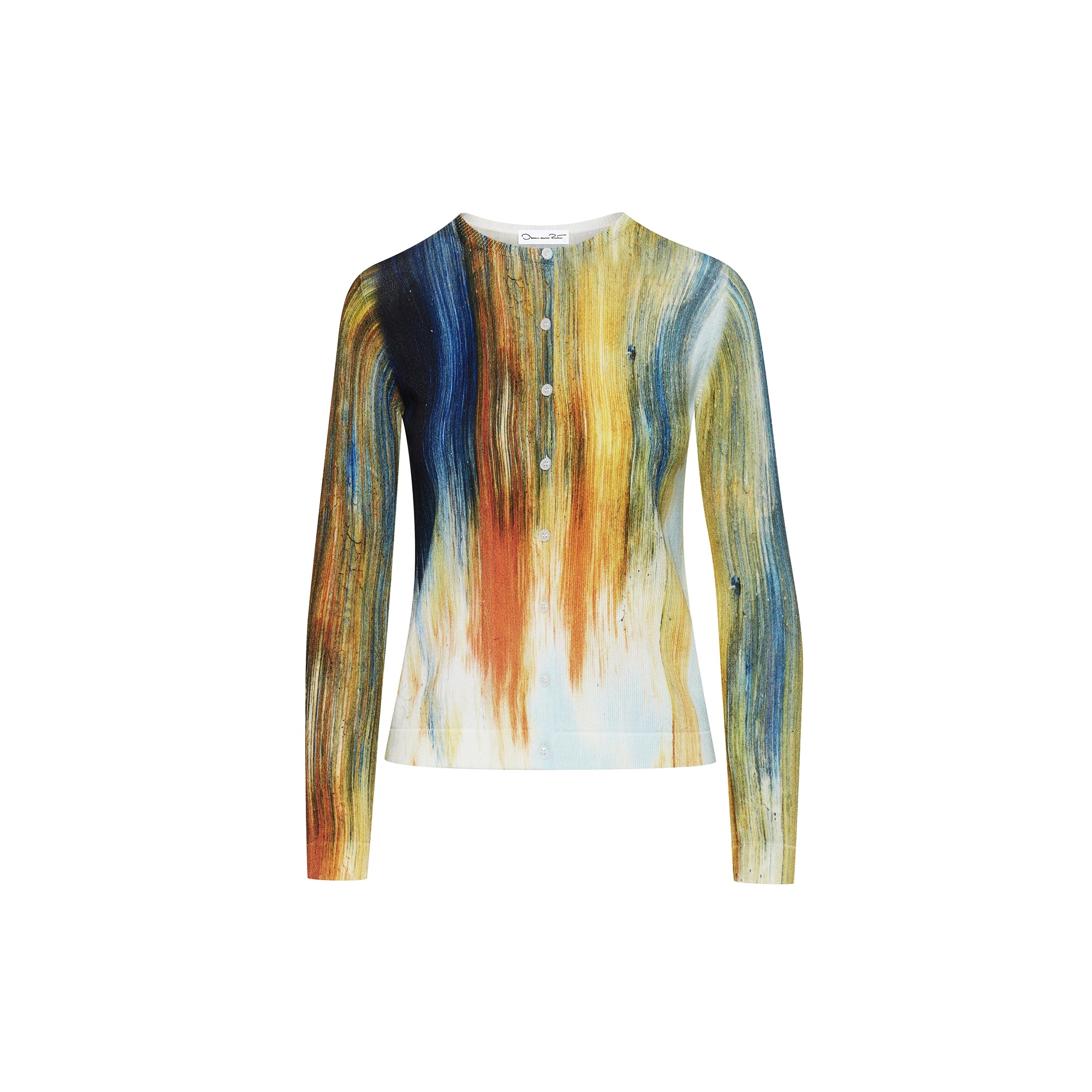 ABSTRACT BRUSHSTROKE PRINTED CARDIGAN - 5