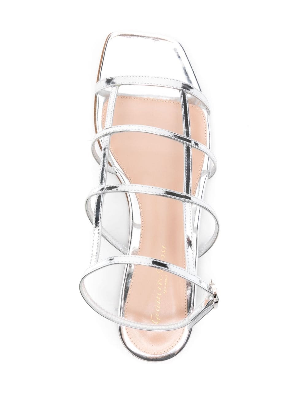 metallic leather flat sandals - 4
