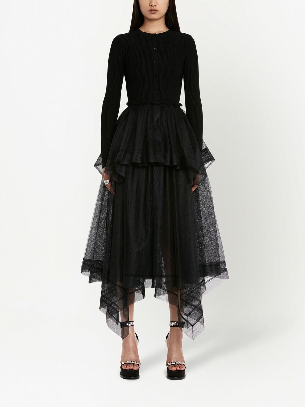 asymmetric-design tiered-skirt - 2
