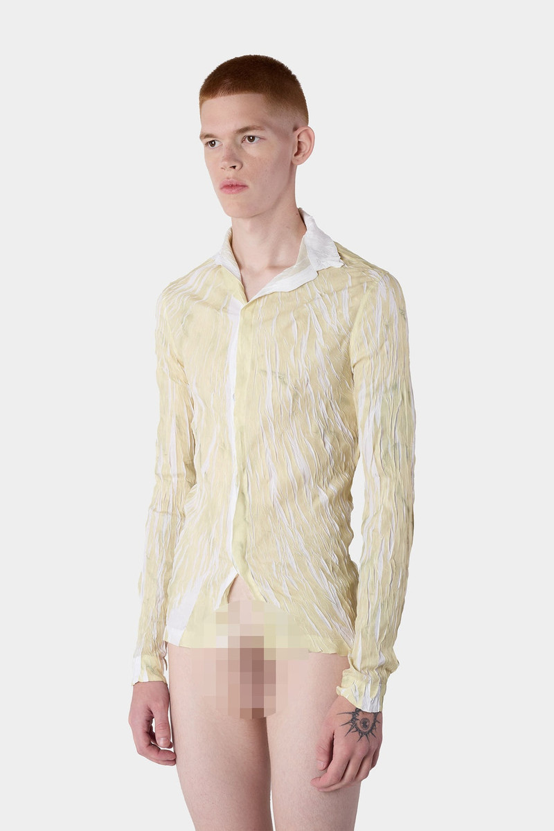 WRINKLED PRINT OVER SHIRT / beige 5
