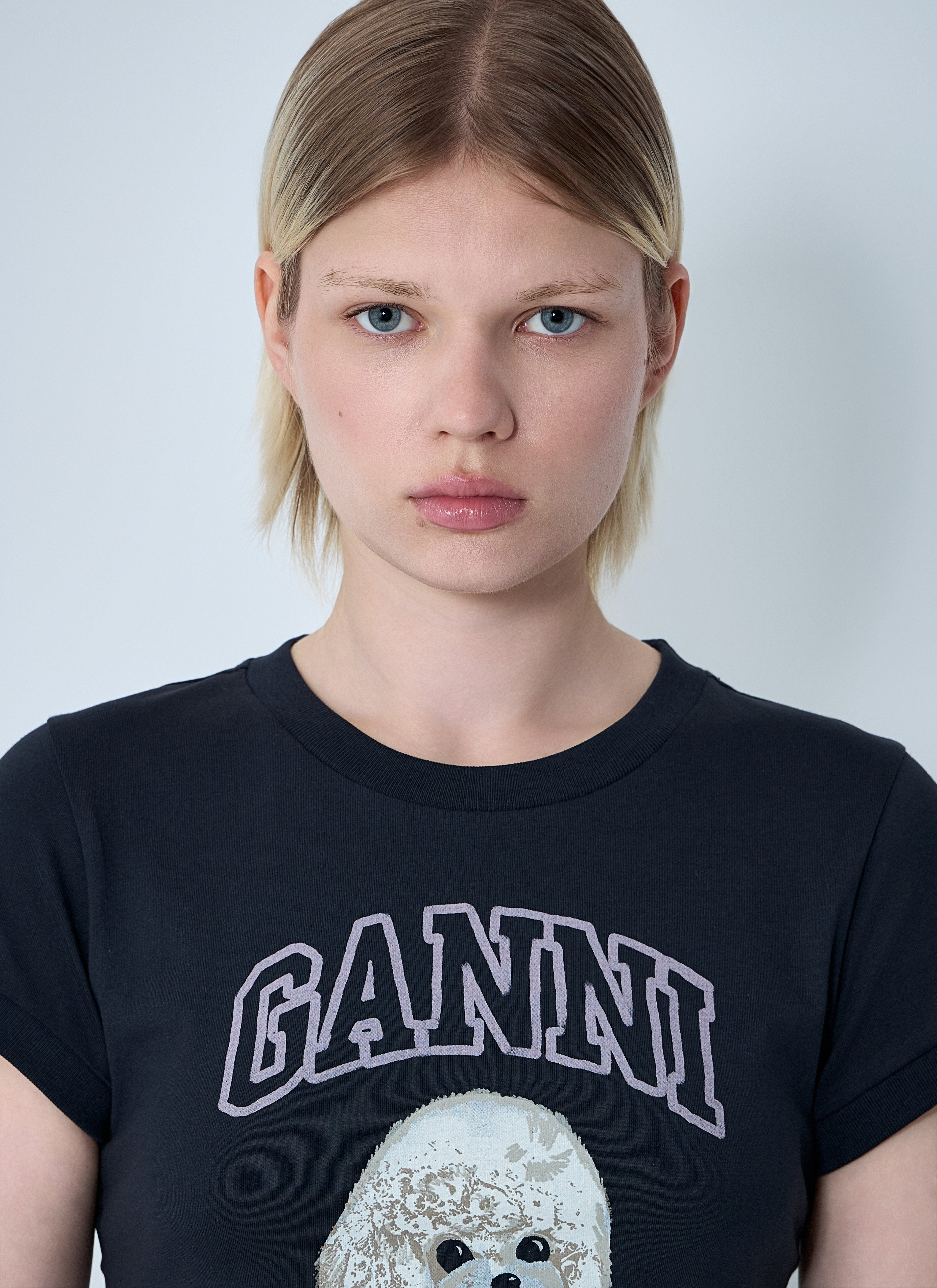 Ganni Women Logo Motif T-Shirt - 5