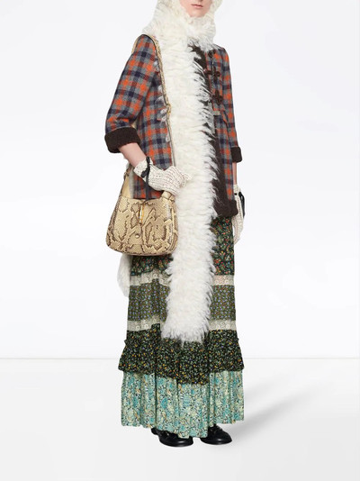 GUCCI faux fur-trim check coat outlook