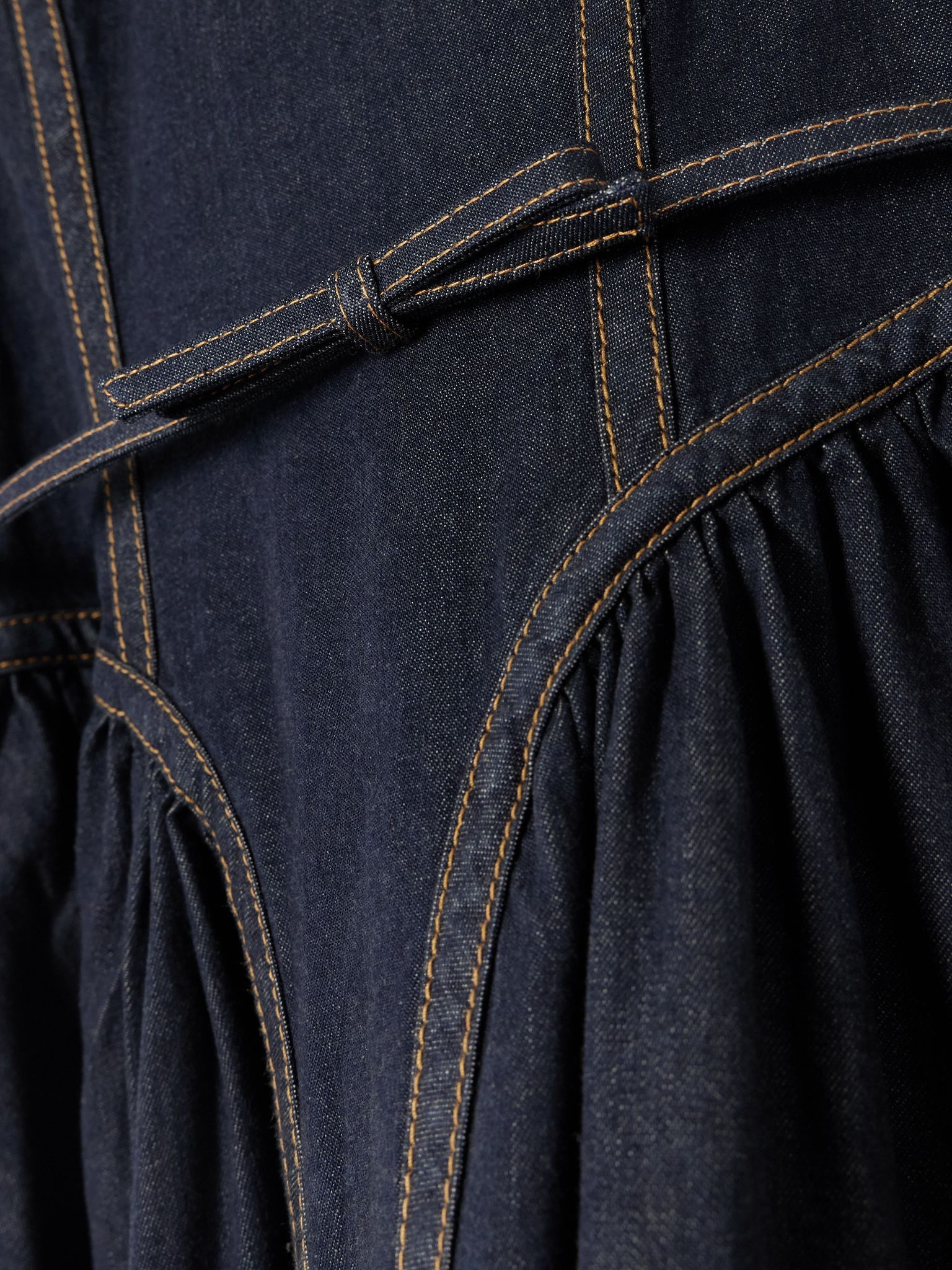 Belted denim midi dress Dark denim - 4